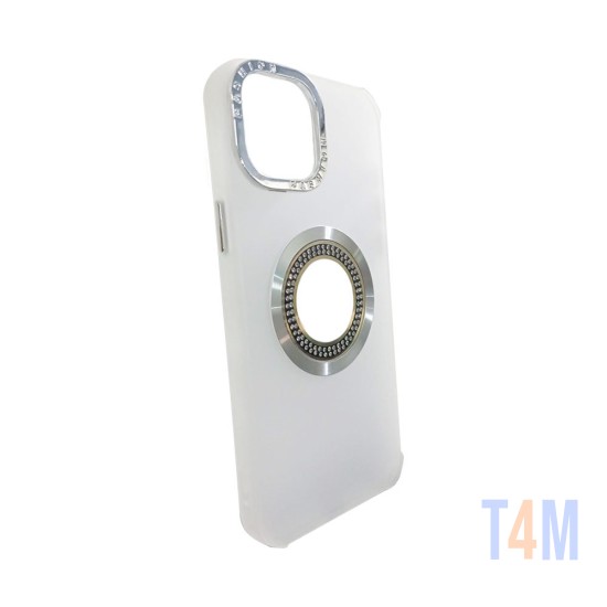 Capa de Silicone com Diamond Designe para Apple iPhone 15 Pro Branco